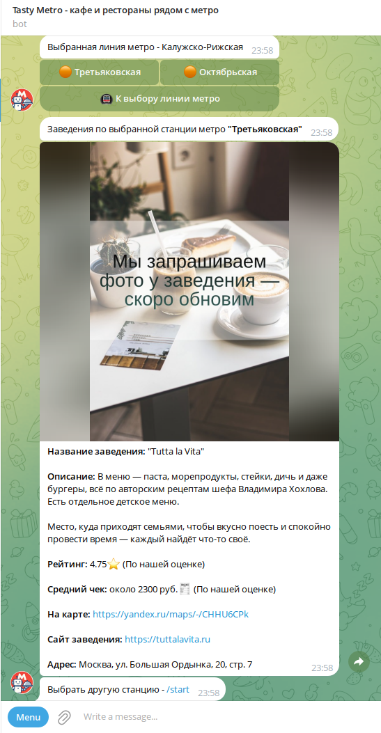 Почему создано приложение tastymetro.ru?